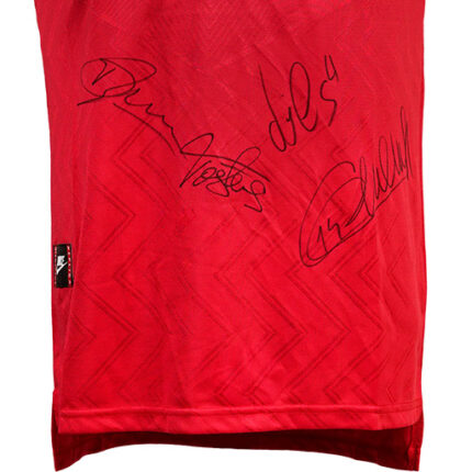 Patrick Vieira, Tony Adams, Thierry Henry & Dennis Bergkamp Signed 1996-1997 Arsenal Home Shirt (Front Signed)