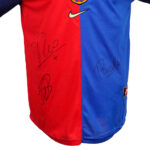 Rivaldo Vitor, Luís Figo & Frank De Boer Signed 1998-1999 Barcelona Away Shirt (Front Signed)