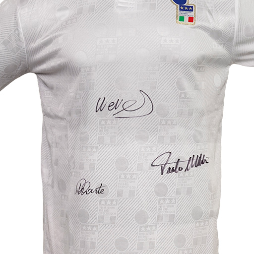 Antonio Conte, Alessandro Melli & Paolo Maldini Signed 1994 Italy Home Shirt (Front Signed)