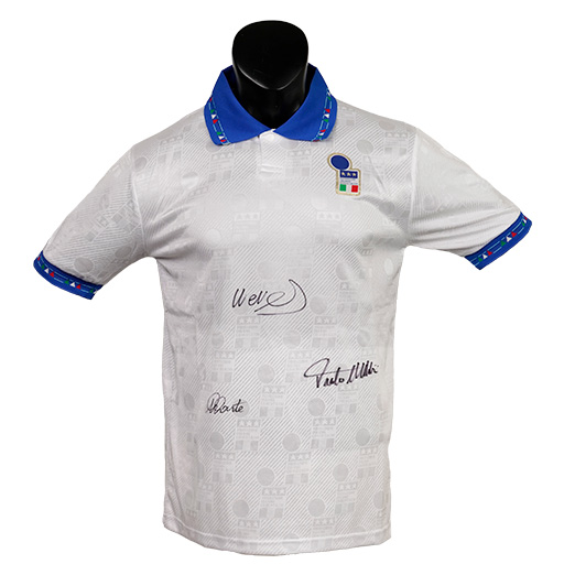 Antonio Conte, Alessandro Melli & Paolo Maldini Signed 1994 Italy Home Shirt (Front Signed)