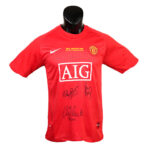 Ryan Giggs, Paul Scholes & Nemanja Vidić Signed Champions League Final 2008 Manchester United Shirt (Front Signed)