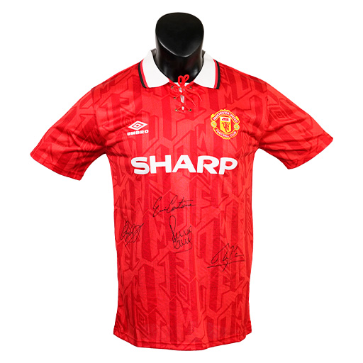 Roy Keane, Paul Scholes, Ryan Giggs & Eric Cantona Signed 1993-1994 Manchester United Home Shirt (Front Signed)