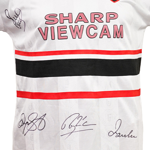 Manchester United Treble-Winning Legends: Roy Keane, Paul Scholes, Ryan Giggs & David Beckham Signed 1998-1999 Away Shirt (Front Signed)