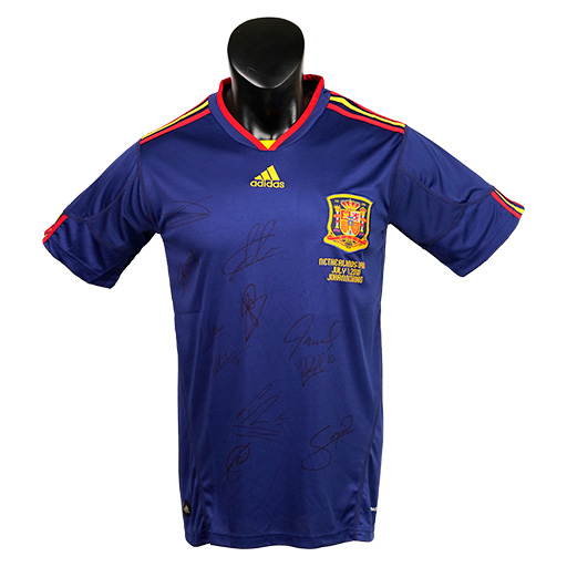 Champions of the World: Iker Casillas, Xavi, Andrés Iniesta, Fernando Torres, Xabi Alonso & More Signed 2010 Spain Shirt (Front Signed)